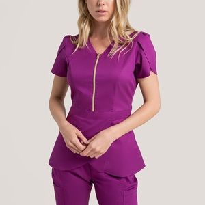 Plum Jaanuu Tulip Style Scrub Top